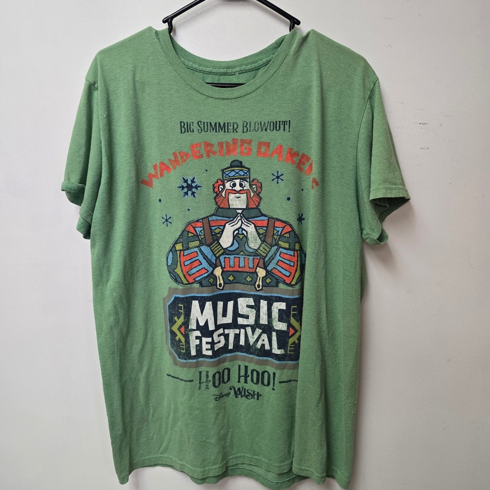 Disney Cruise Line Frozen Oaken‎ Music Festival Green Graphic T-Shirt Mens XL